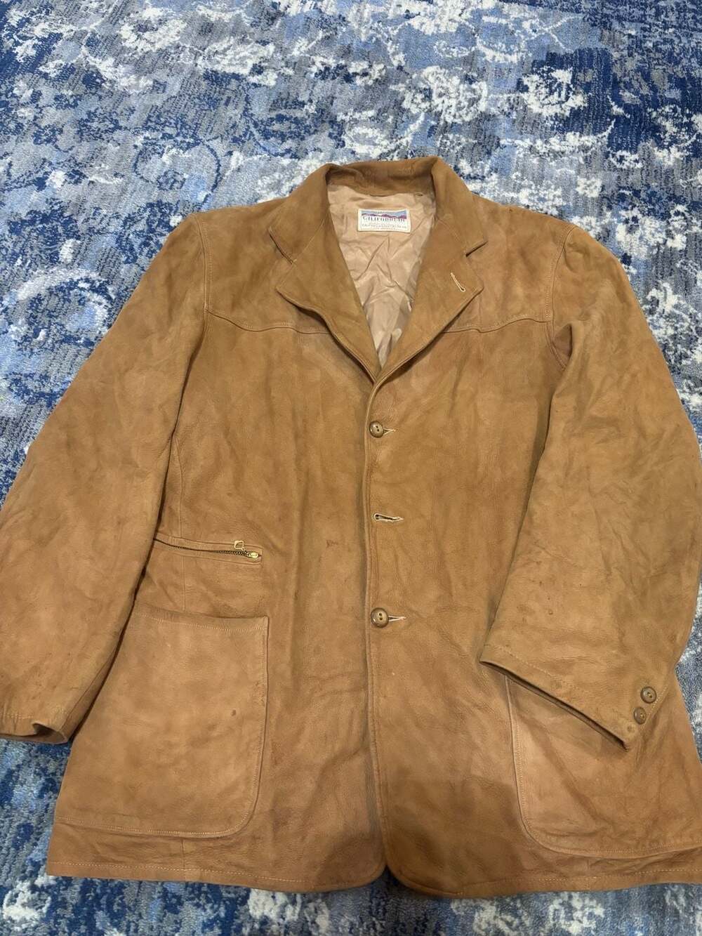 Californian Vintage Suede Leather Jacket Tan Brown